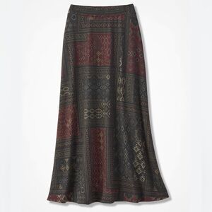 Coldwater Creek Verde Canyon Southwest Patterned Women's Knit Maxi Skirt